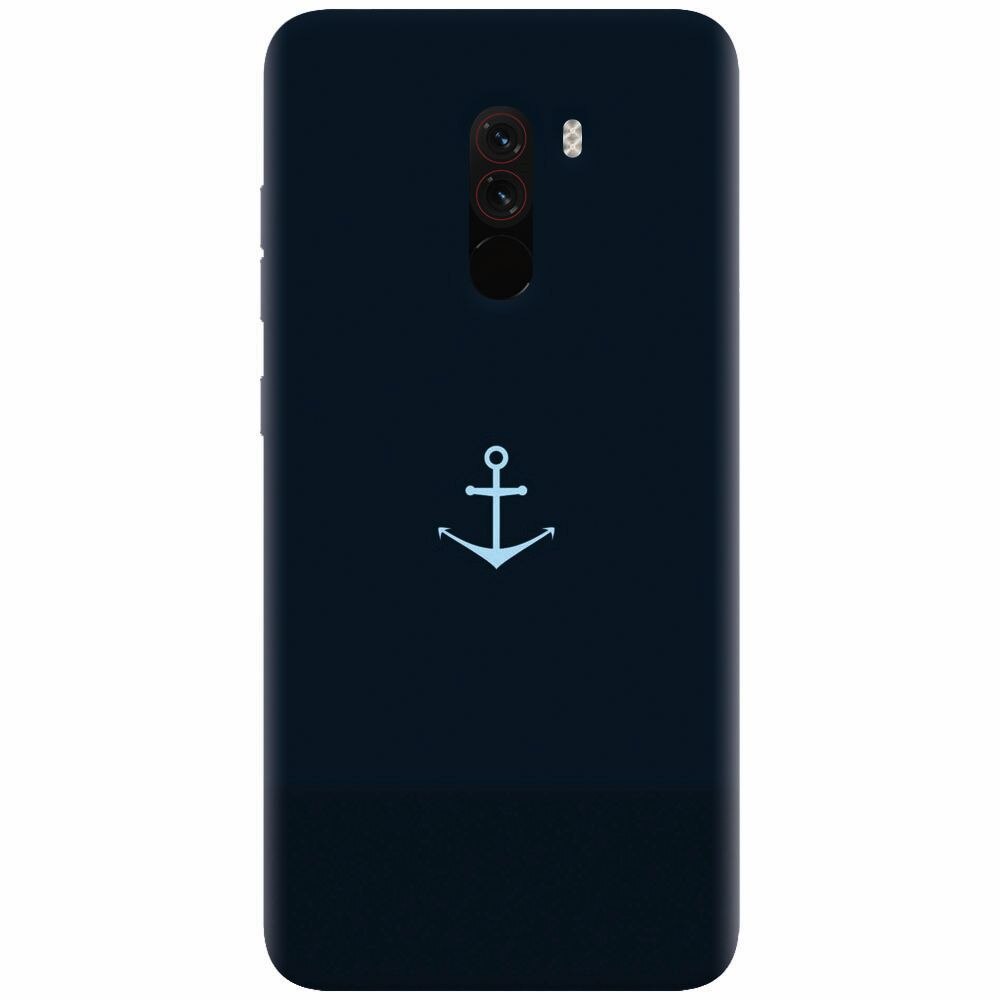 Husa silicon pentru Xiaomi Pocophone F1, Blue Navy Anchor Illustration Flat