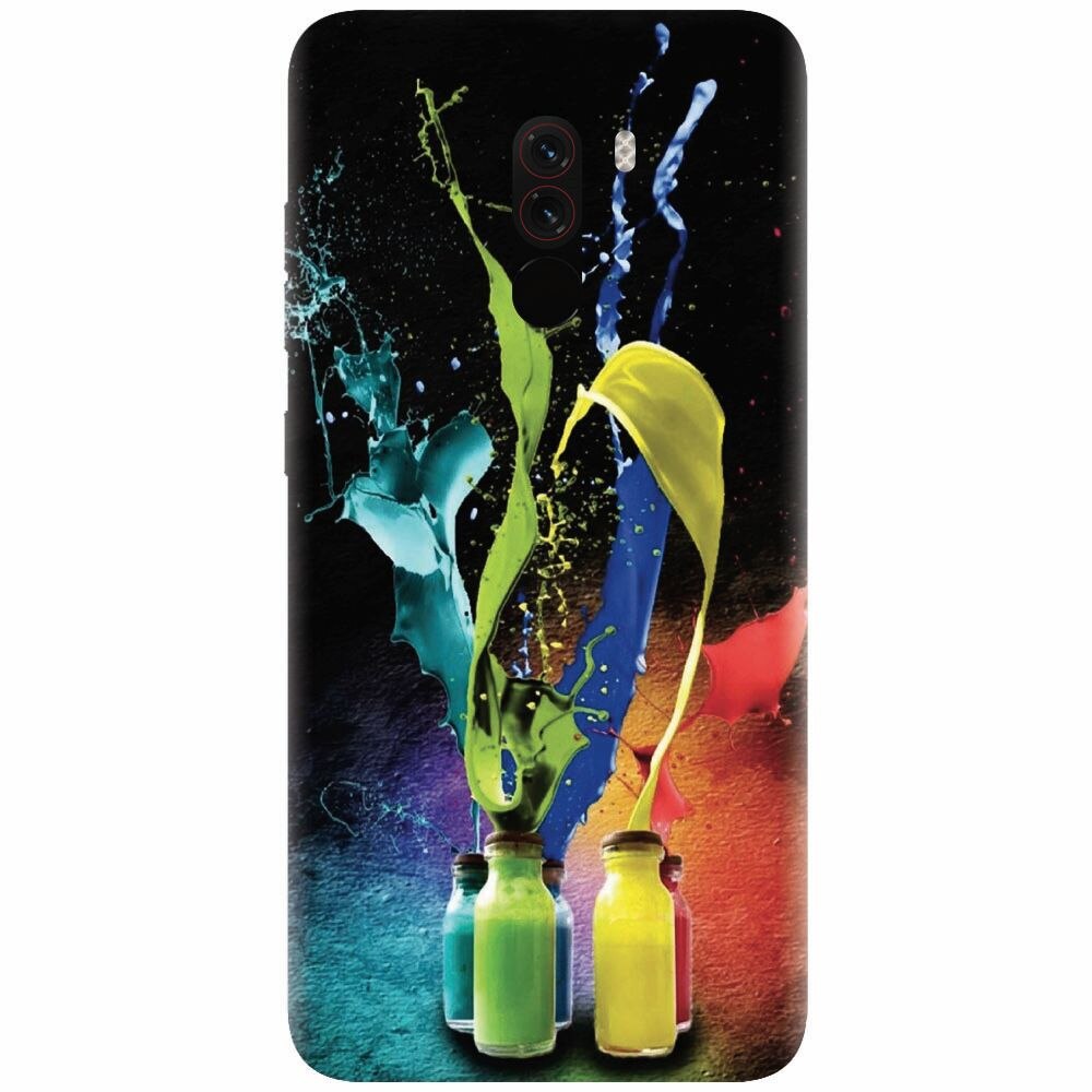Husa silicon pentru Xiaomi Pocophone F1, Abstract Color Bottles Splash