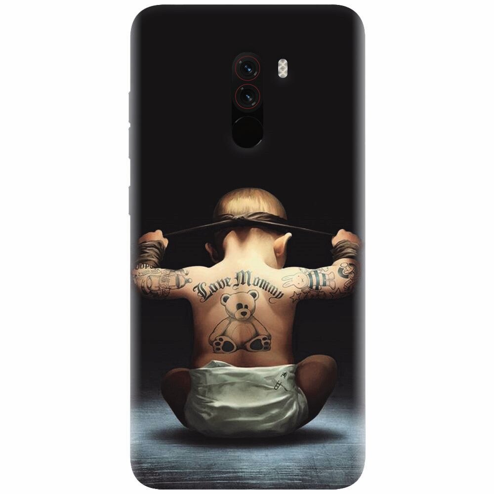 Husa silicon pentru Xiaomi Pocophone F1, Body Builder Cute Baby Tattoo