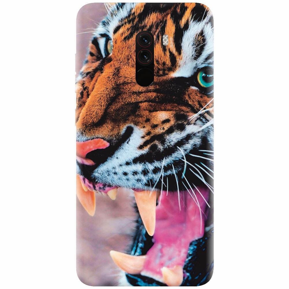 Husa silicon pentru Xiaomi Pocophone F1, Angry Tiger Teeth Fresh