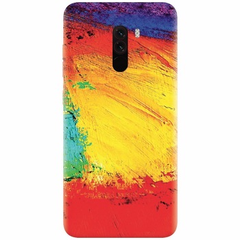 Husa silicon pentru Xiaomi Pocophone F1, Colorful Dry Paint Strokes Texture Husa silicon pentru Xiaomi Pocophone F1, Colorful Dry Paint Strokes Texture