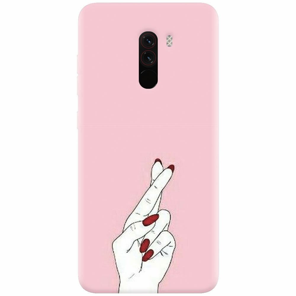 Husa silicon pentru Xiaomi Pocophone F1, Pink Finger Cross
