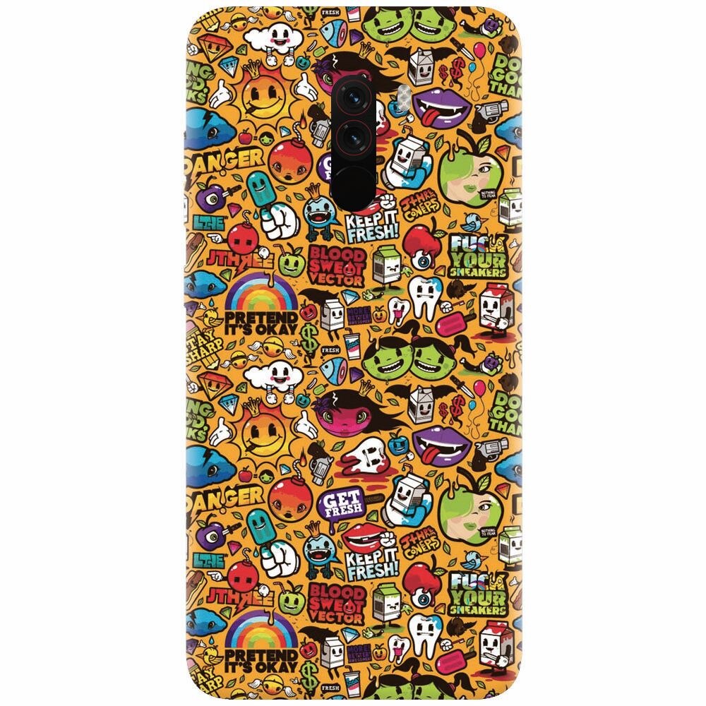 Husa silicon pentru Xiaomi Pocophone F1, Colorful Sticker Illustrations