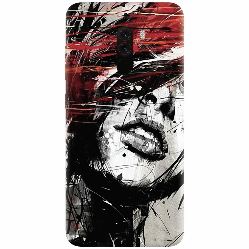 Husa silicon pentru Xiaomi Pocophone F1, Byroglyphics Woman Drawing