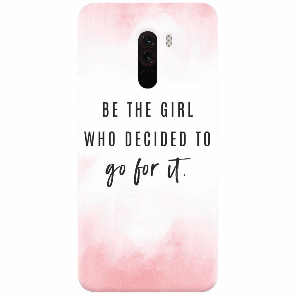 Husa silicon pentru Xiaomi Pocophone F1, Quotes Pink