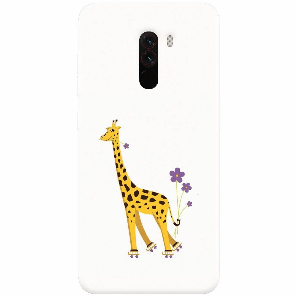 Husa silicon pentru Xiaomi Pocophone F1, Rollerskating Girafe Illustration