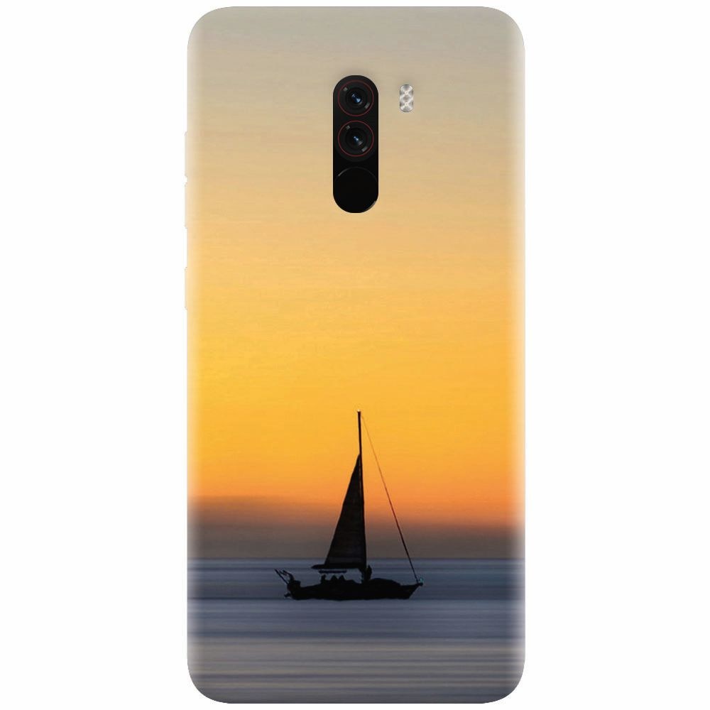 Husa silicon pentru Xiaomi Pocophone F1, Wind Sail Boat Ocean Sunset