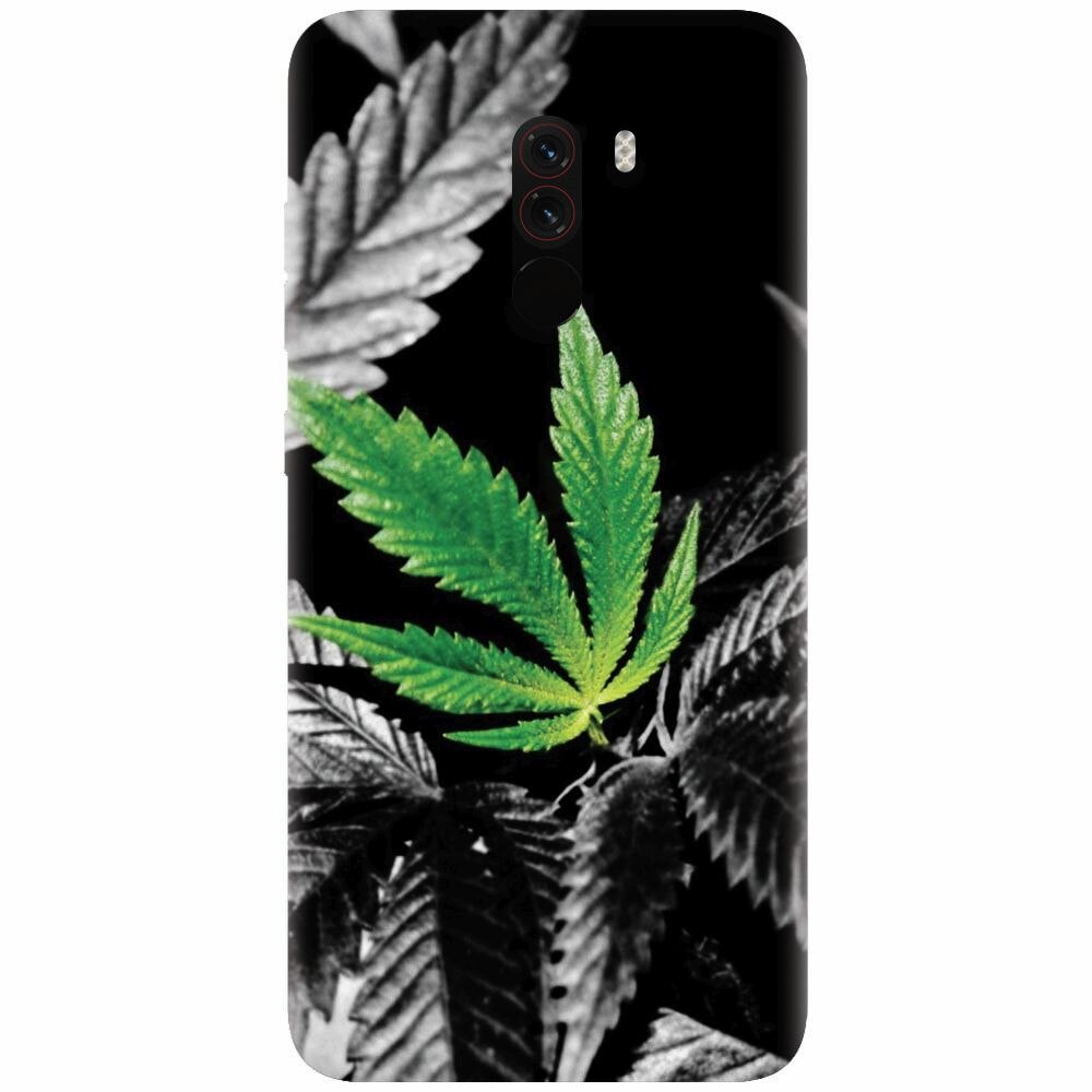 Husa silicon pentru Xiaomi Pocophone F1, Trippy Pot Leaf Green