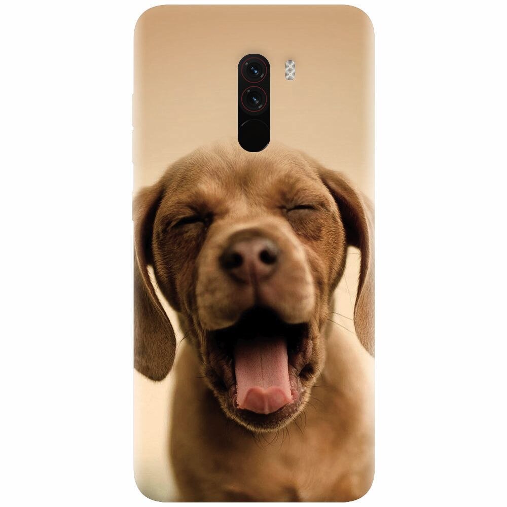 Husa silicon pentru Xiaomi Pocophone F1, Cute Yawning Puppy