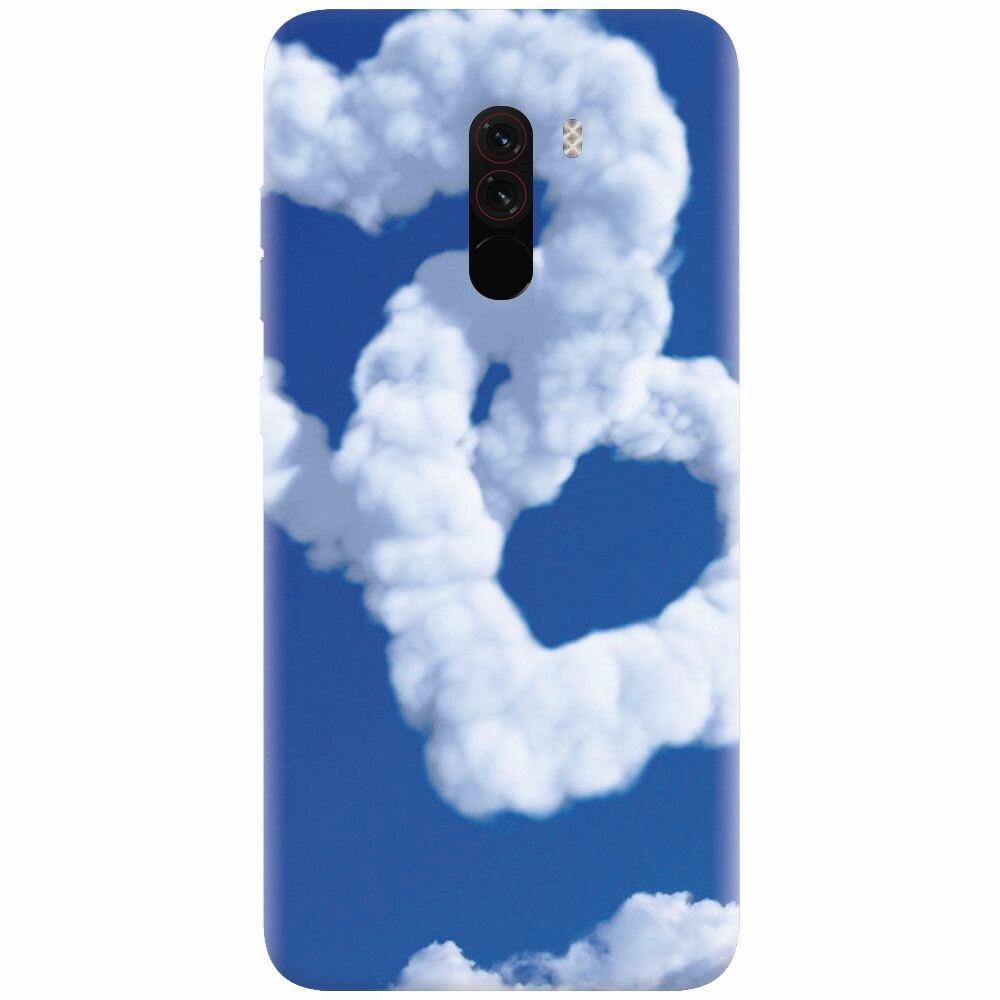 Husa silicon pentru Xiaomi Pocophone F1, Heart Shaped Clouds Blue Sky
