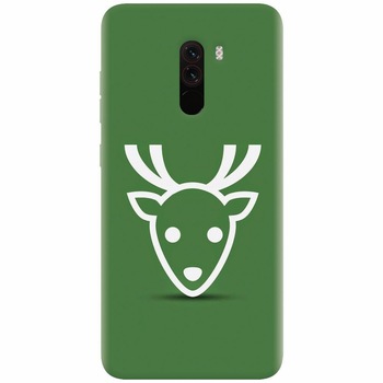 Husa silicon pentru Xiaomi Pocophone F1, Minimal Reindeer Illustration Green Husa silicon pentru Xiaomi Pocophone F1, Minimal Reindeer Illustration Green