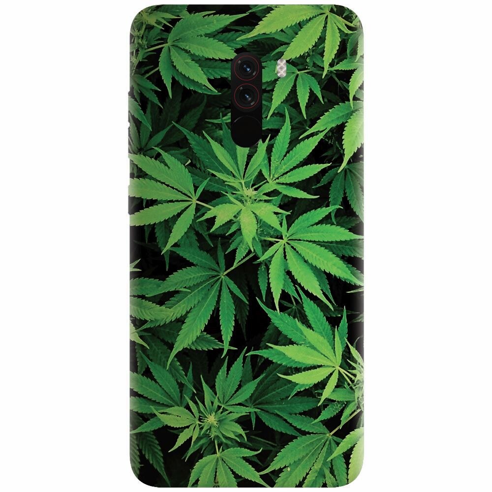 Husa silicon pentru Xiaomi Pocophone F1, Green Leaf Pattern