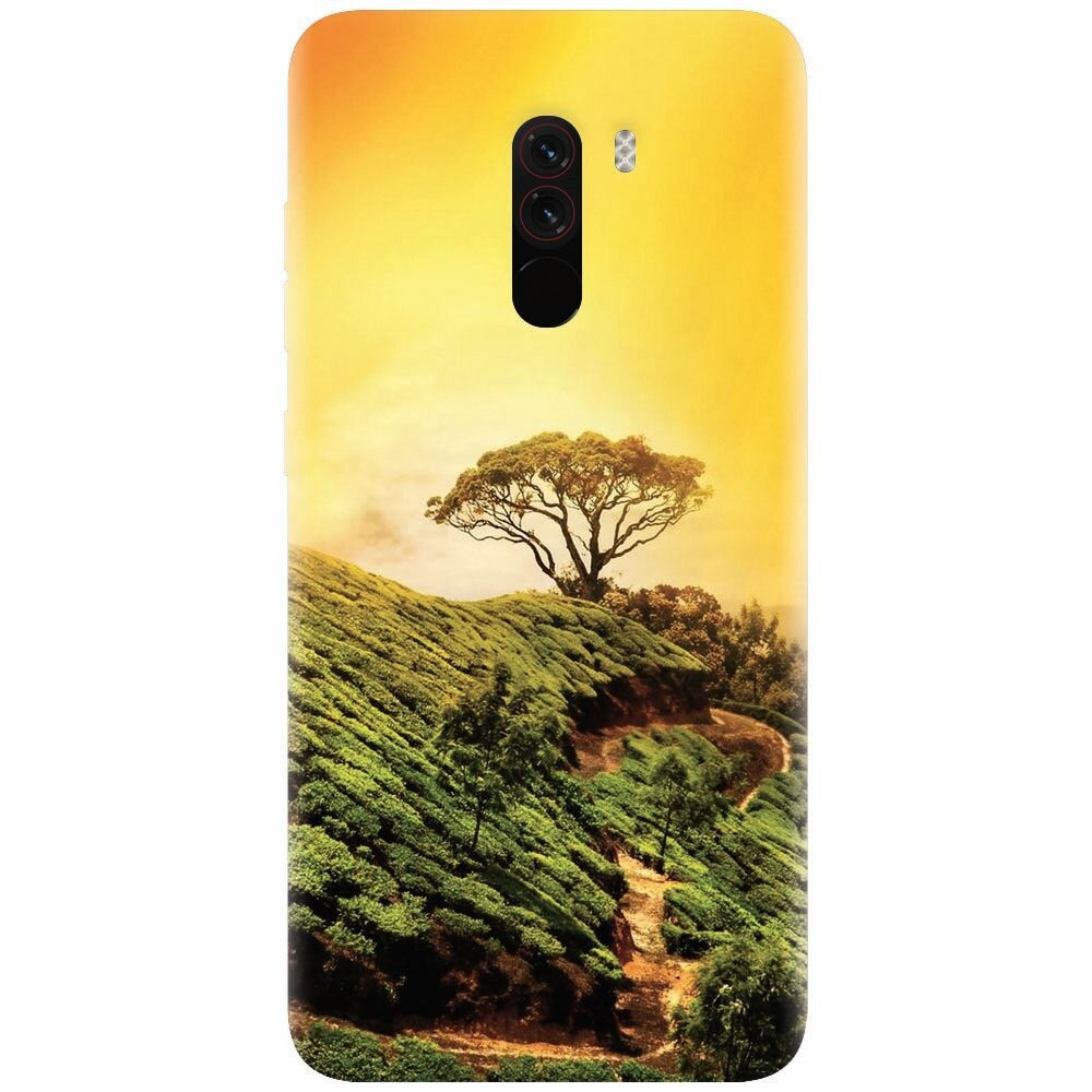 Husa silicon pentru Xiaomi Pocophone F1, Hill Top Tree Golden Light