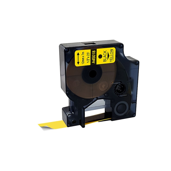 Etichete DYMO 45018 LabelManager D1, compatibile, 12mm x 7m, negru/galben, DY45018 S0720580-C