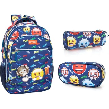 Set scoala Mad Emoji - Ghiozdan + Penar 1 fermoar +Penar etui rotund + 20 caiete herlitz A5 48 file Set scoala Mad Emoji - Ghiozdan + Penar 1 fermoar +Penar etui rotund + 20 caiete herlitz A5 48 file