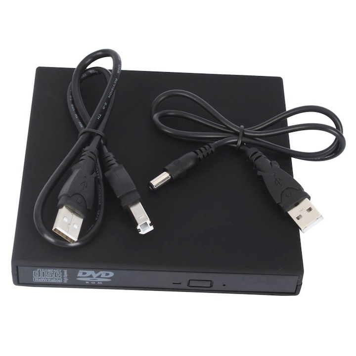 Dvd-rom extern, conectare USB, slim, cabluri de conectare incluse