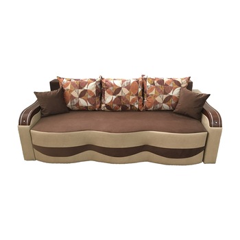 Canapea extensibila Milano, MobAmbient, Maro crem, material textil, extensie din plasa de arcuri tip relaxa, cu lada de depozitare, 3 perne mari si 2 perne mici incluse, 230 x200 cm Canapea extensibila Milano, MobAmbient, Maro crem, material textil, extensie din plasa de arcuri tip relaxa, cu lada de depozitare, 3 perne mari si 2 perne mici incluse, 230 x200 cm