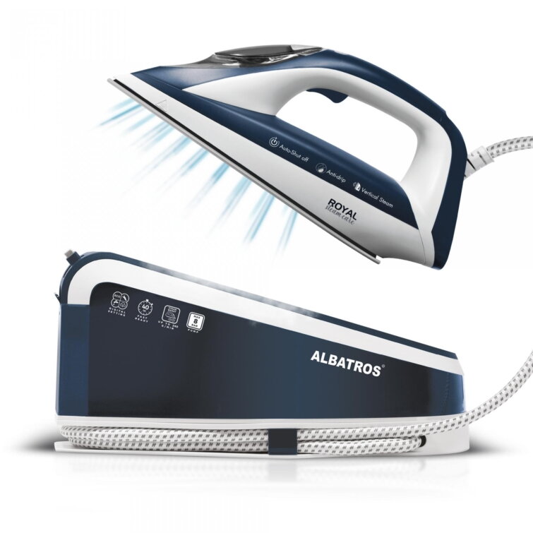 Statie de calcat Albatros Royal Steam Care Blue, 3000 W, 8 bar, 1.5 l, Alb/Albastru