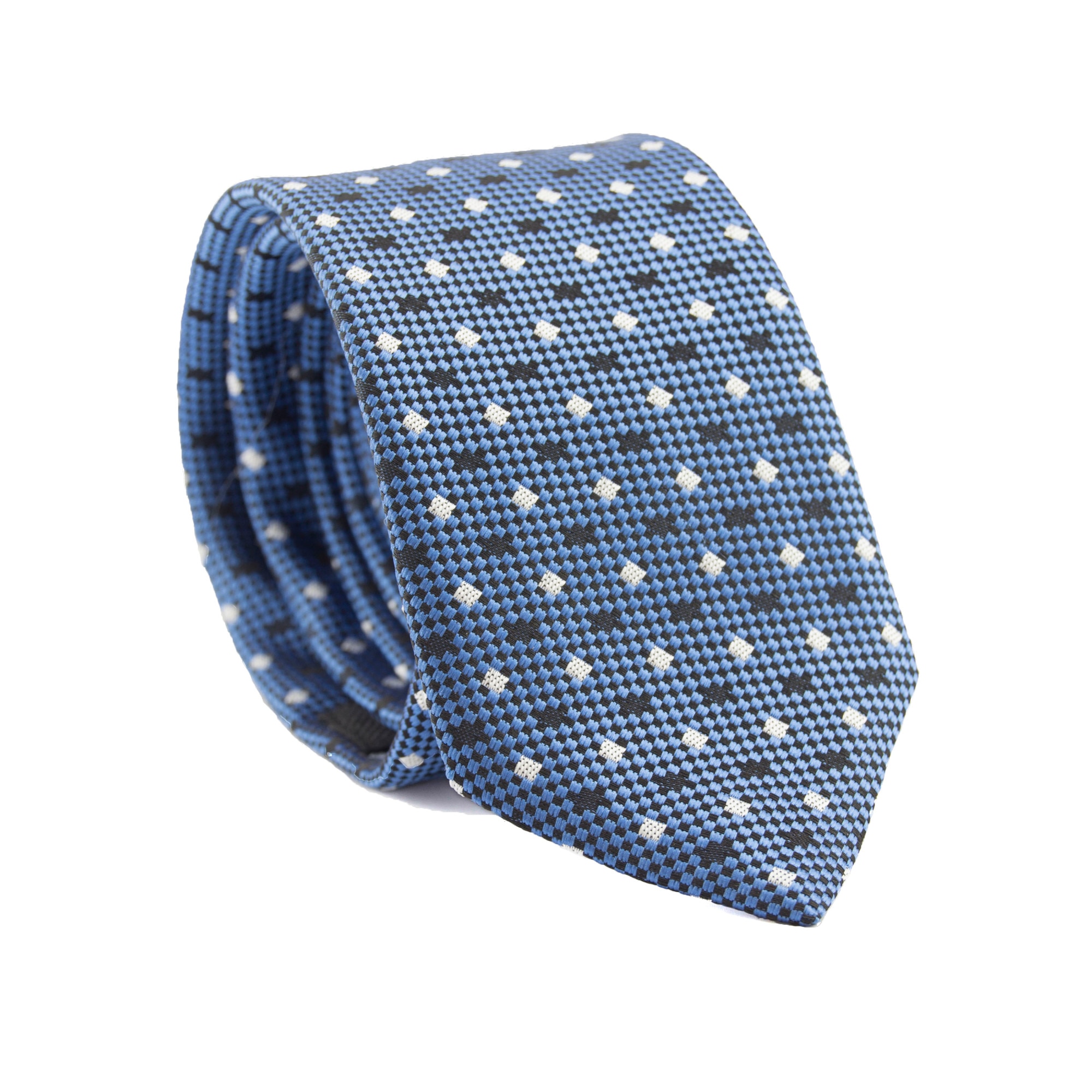 Cravata cu aspect texturat, Newtone, Albastru cu motive argintii si negri