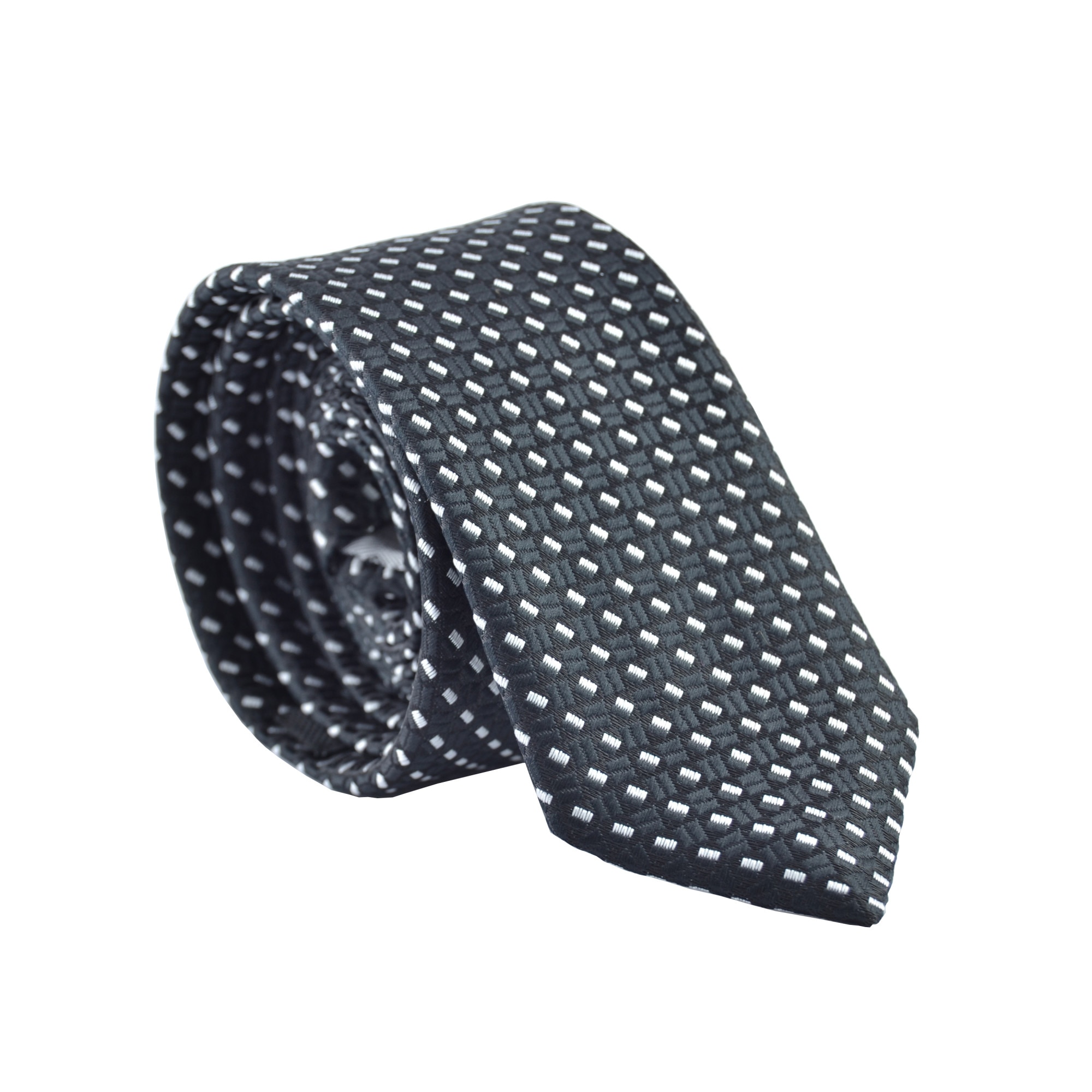 Cravata cu aspect texturat, Newtone, Negru cu dreptunghiuri argintii in diagonala