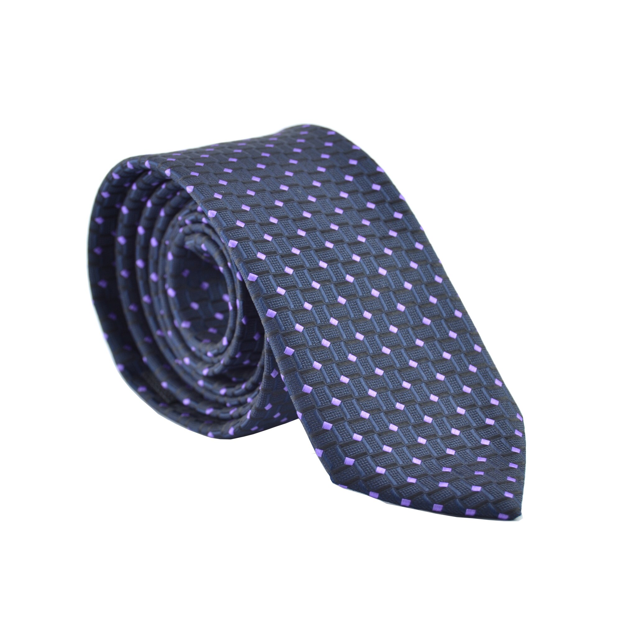 Cravata cu aspect texturat, Newtone, Indigo cu romburi violet