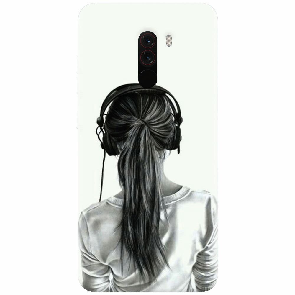 Husa silicon pentru Xiaomi Pocophone F1, Girl With Headphone