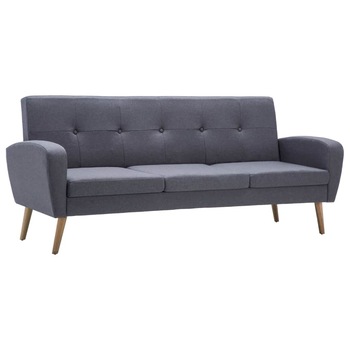 Canapea cu 3 locuri, vidaXL, Tapiterie textila, cadru lemn, Gri deschis, 186 x 71 x 79 cm Canapea cu 3 locuri, vidaXL, Tapiterie textila, cadru lemn, Gri deschis, 186 x 71 x 79 cm
