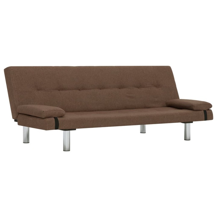 Разтегателен диван с две възглавници vidaXL, 168х77х66 см, кафяв, полиестер