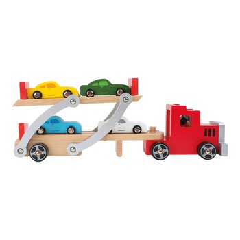 Trailer cu 4 masinute, lemn, Legler Trailer cu 4 masinute, lemn, Legler