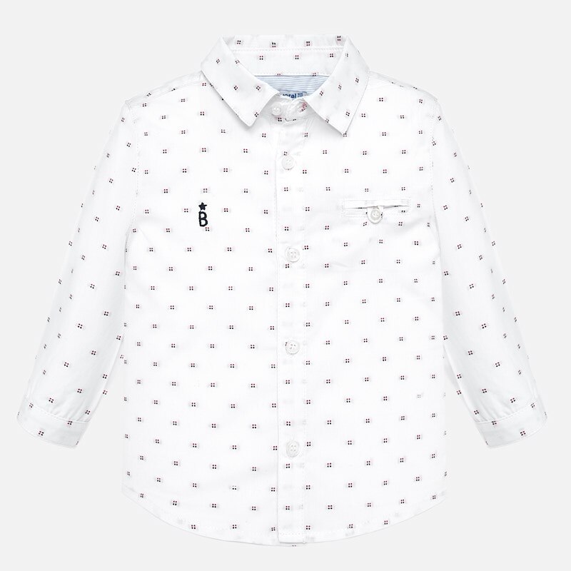 Camasa maneca lunga imprimeu micut bebe baiat, Mayoral, Alb