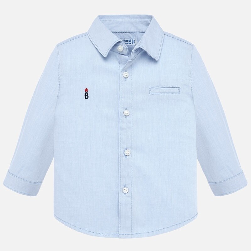 Camasa maneca lunga desen bebe baiat, mayoral, bleu, 6 luni