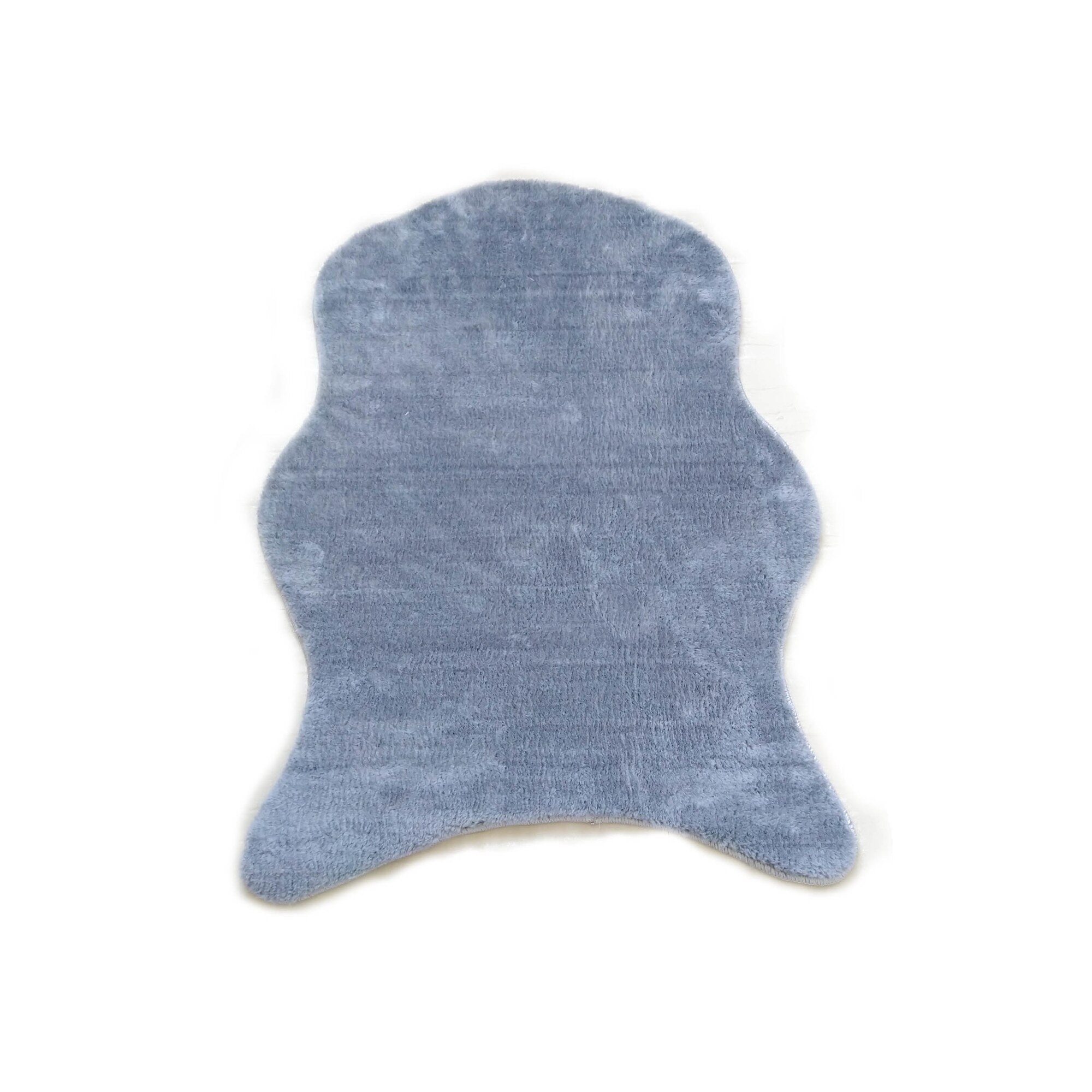 Covor Shaggy tip blanita, model animal decupat, poliester 100%, 75x100cm, gramaj 1050g, dos antislip PVC cu puncte, model gri