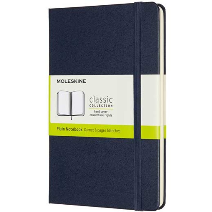 Джобен тефтер Moleskine Classic Sapphire Blue, Твърди корици, Бели нелинирани листа