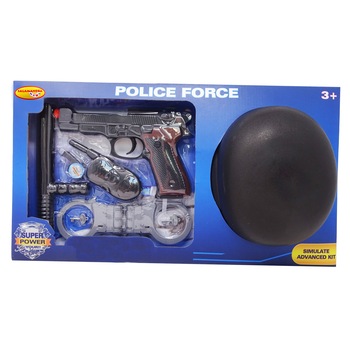 Set Politie cu Pistol, Casca, Baston, Catuse, Fluier si Statie, 6 Piese Set Politie cu Pistol, Casca, Baston, Catuse, Fluier si Statie, 6 Piese