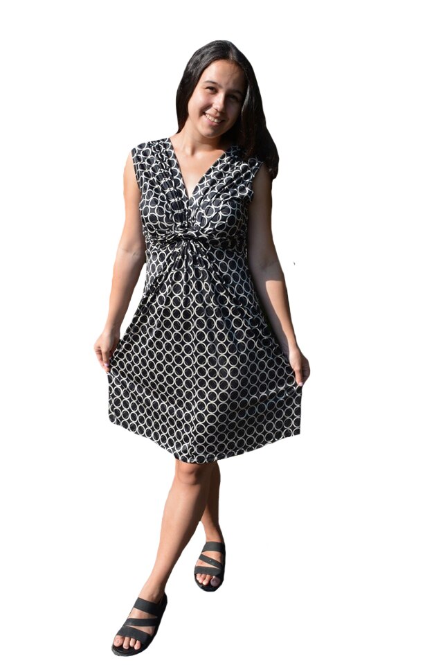 Rochie Eleonor cu imprimeu de cercuri ,D&J Exclussive, Negru