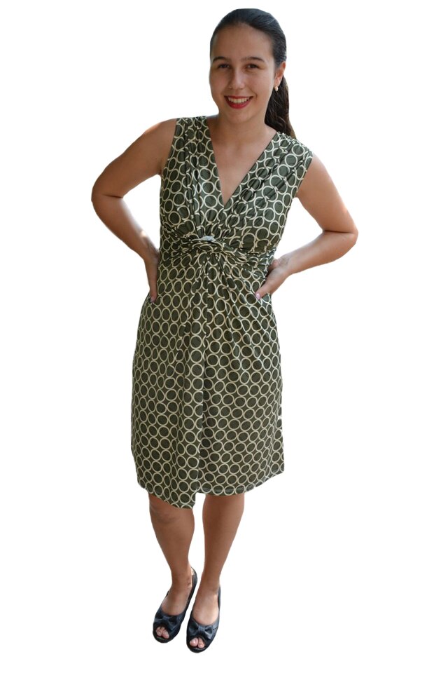 Rochie Eleonor cu imprimeu de cercuri ,D&J Exclussive, Verde