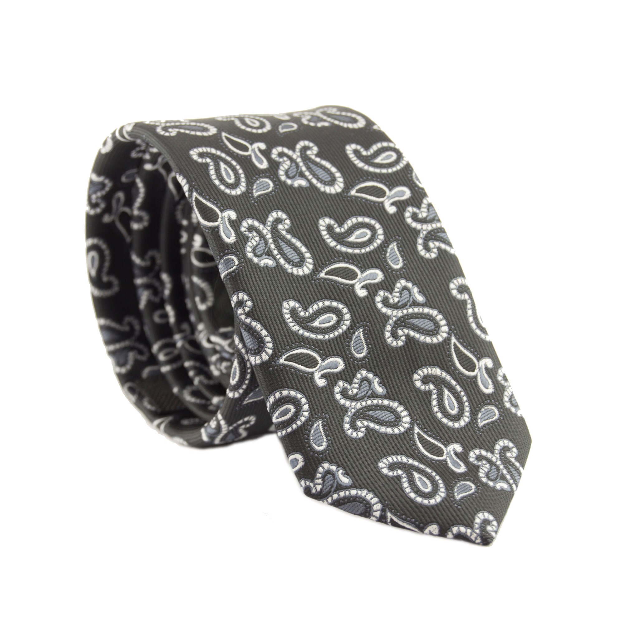 Cravata cu aspect texturat, Newtone, Negru cu motive gri si argintii