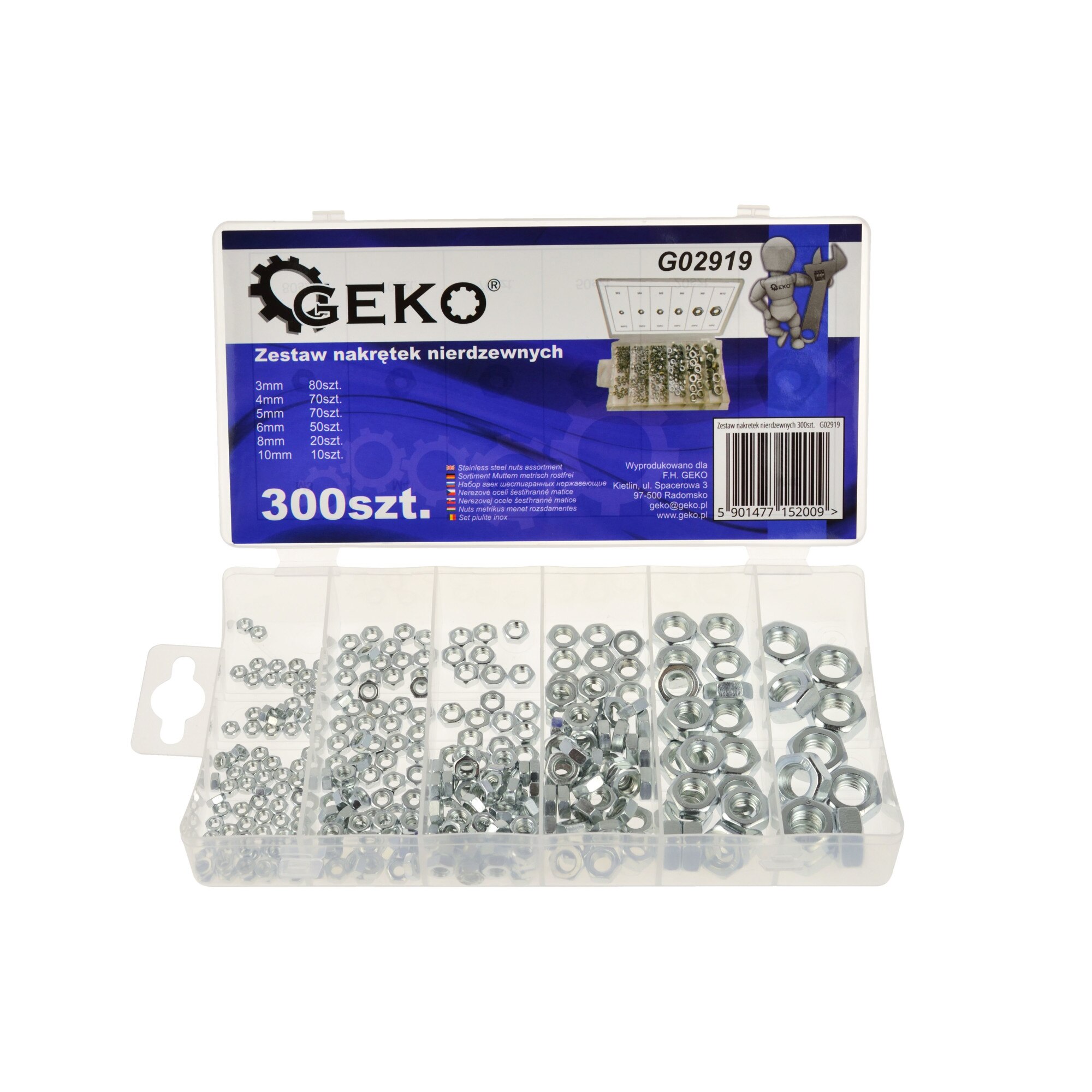 Set piulite din otel 300 bucati, GEKO G02919