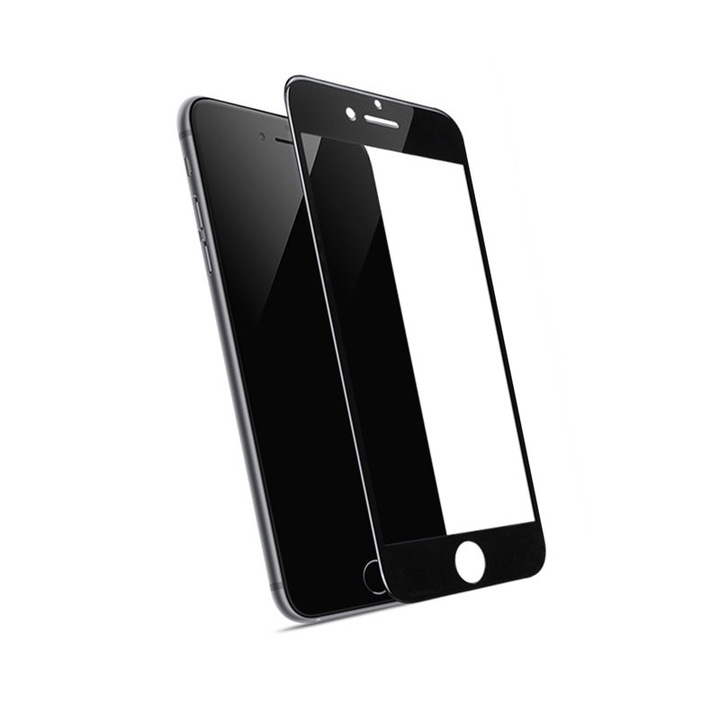 Protector de sticla, Tempered Glass, Pentru iPhone 6/6S, negru