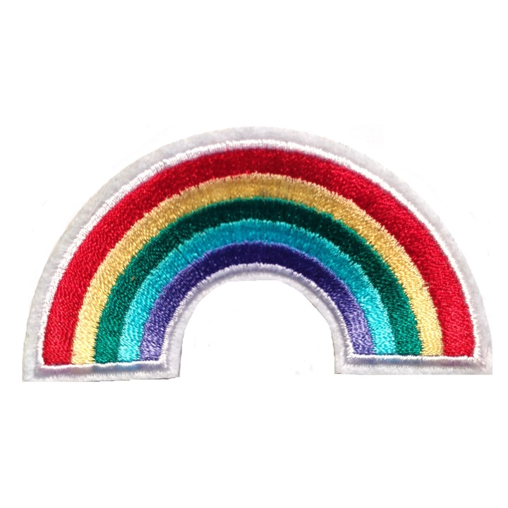 Petic textil / patch brodat "Curcubeul magic" 8x4 cm