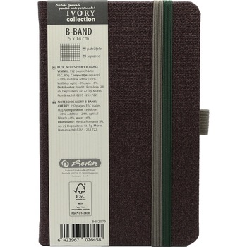 Agenda Herlitz Ivory B.Band, Format A6, 9x14 cm, 192 pagini, patratele, coperta piele sintetica, visiniu Agenda Herlitz Ivory B.Band, Format A6, 9x14 cm, 192 pagini, patratele, coperta piele sintetica, visiniu