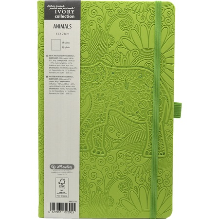 Agenda Herlitz Ivory Animals Format A5 13x21 Cm 224 Pagini Velin Elefant Verde Emag Ro