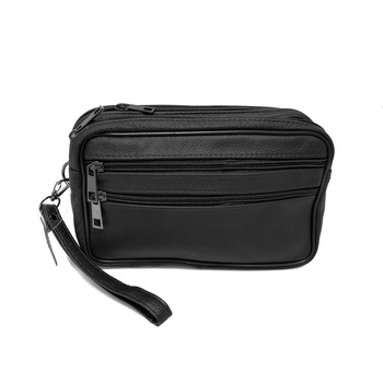 Borseta barbateasca de mana, neagra, din piele Borseta barbateasca de mana, neagra, din piele