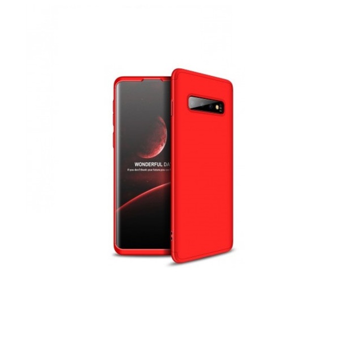 Защитен капак MyStyle® за Samsung Galaxy S10, червен, пълно 360 градусово покритие с безплатно защитно фолио