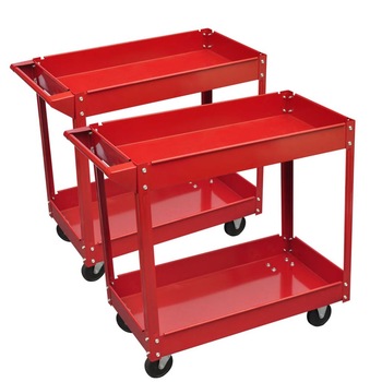 Set 2 carucioare depozitare scule de atelier, vidaXL, Otel, 840 x 410 x 780 cm, Rosu, capacitare 100 kg fiecare Set 2 carucioare depozitare scule de atelier, vidaXL, Otel, 840 x 410 x 780 cm, Rosu, capacitare 100 kg fiecare