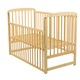 Patut din lemn, BabyNeeds, Ola, Cu laterala culisanta, Din lemn de pin, Stabil si rezistent, Inaltime saltea reglabila pe 3 nivele, Laterala cu 3 bete detasabile, 120x60 cm, Natur