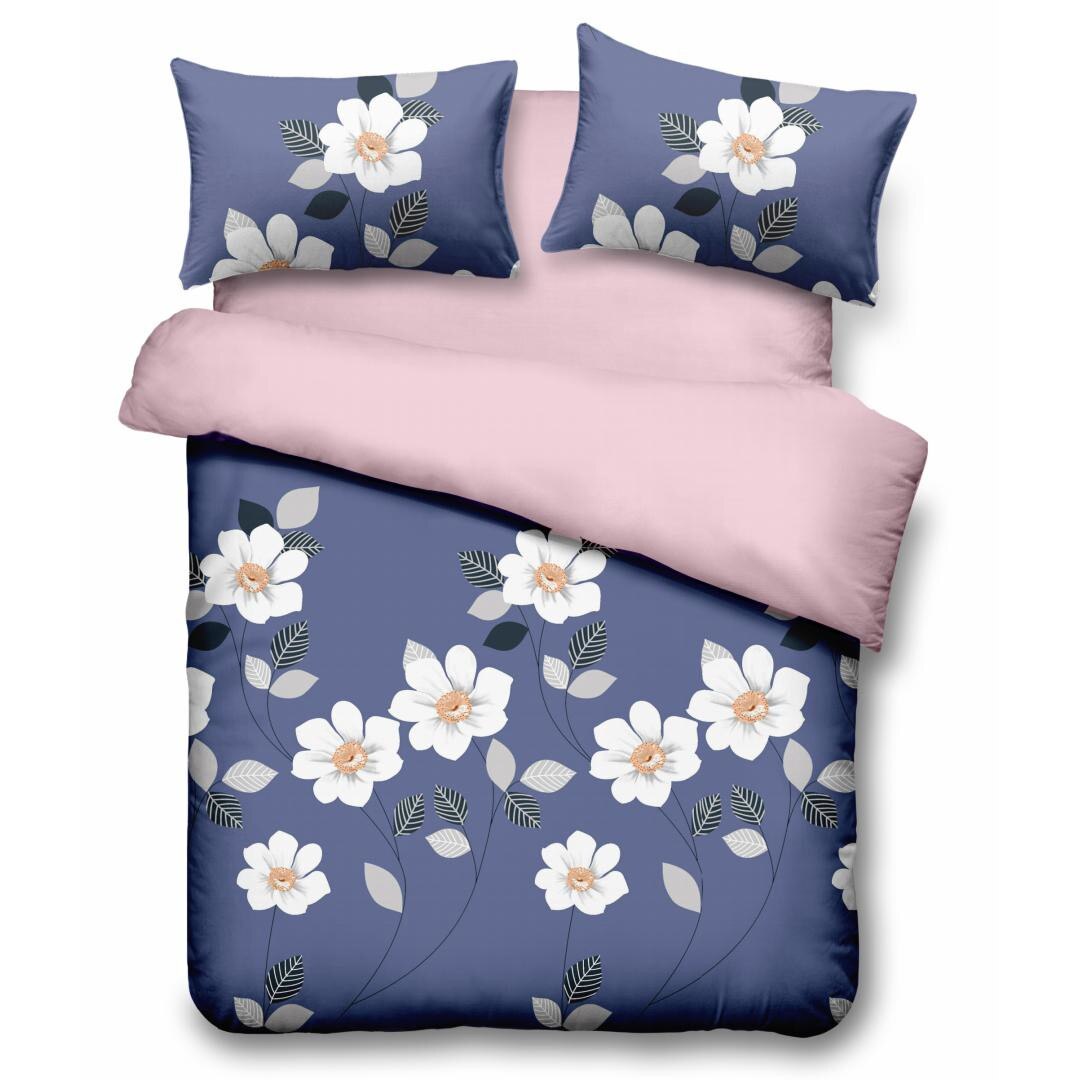 Lenjerie de pat pentru 2 persoane Vanora Home, 4 piese, microfibra, Blue Daisy