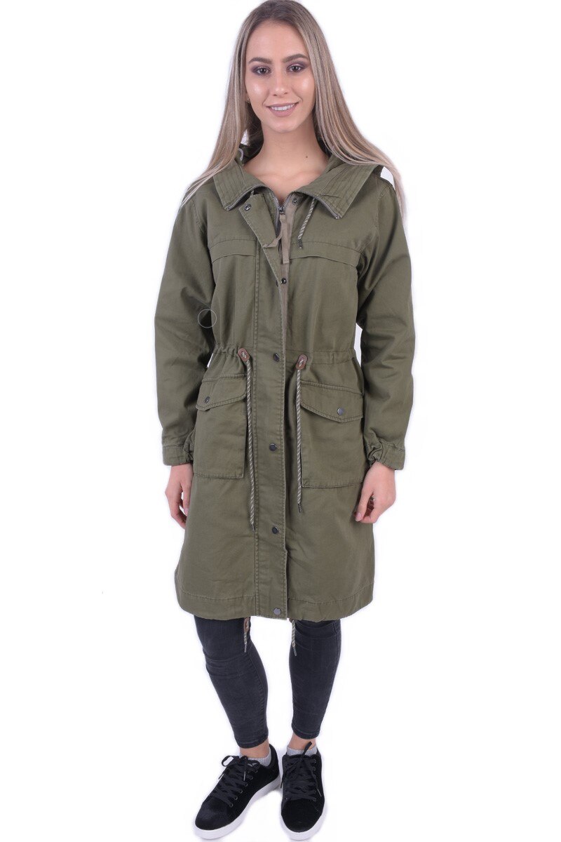 Geaca dama lunga Ivy Green, Verde, Vero Moda, Marimea M 38 EU