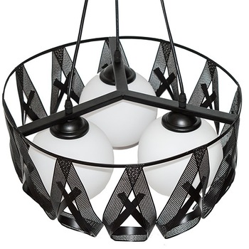 Lustra decorativa din metal cu 3 globuri de sticla Lustra decorativa din metal cu 3 globuri de sticla