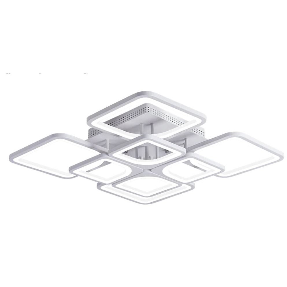 Lustra LED Homme Design Square 4+4 cu Telecomanda, lumina calda/ rece si intensitate reglabila